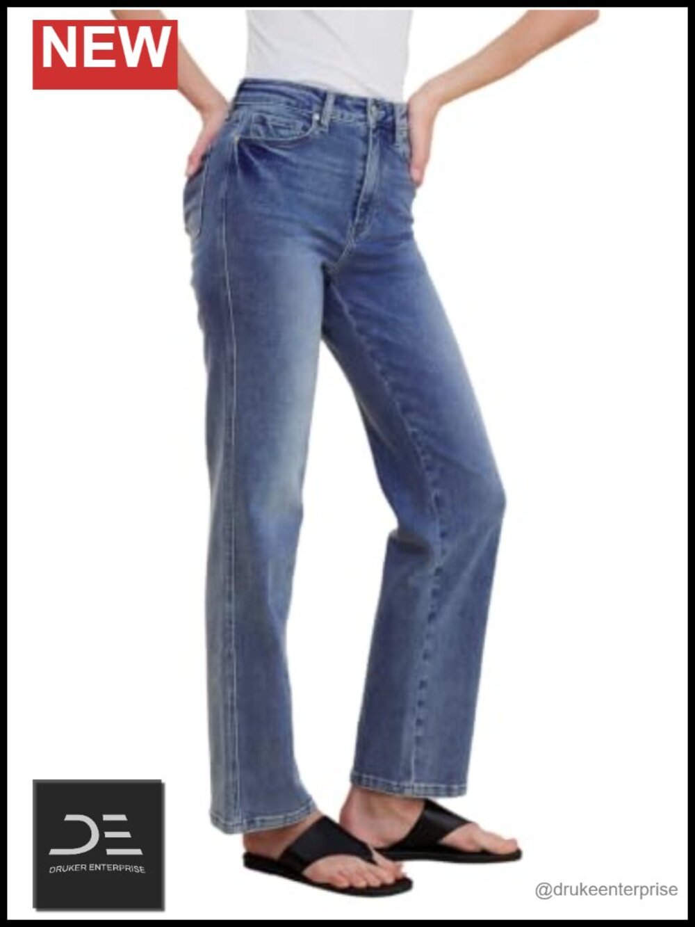 High Rise Curvy Straight Leg Jeans Butt Lifting Stretchy Women's Denim